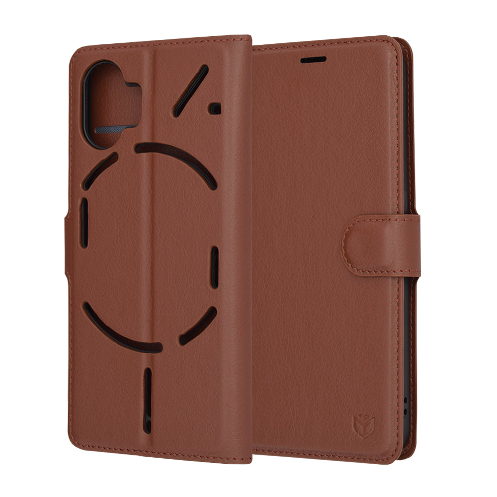 Funda para Nothing Phone (2), Techsuit, Leather Folio, Marrón