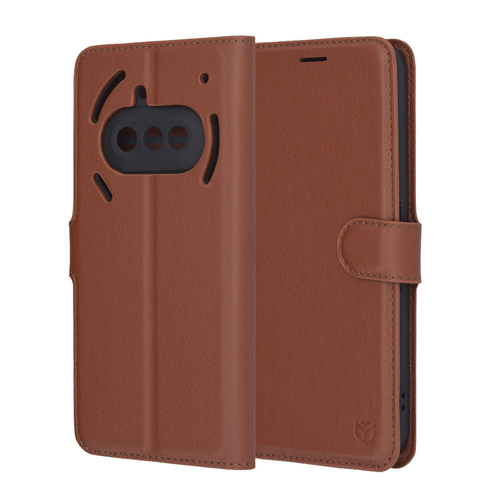 Funda para Nothing Phone (3a), Techsuit, Leather Folio, Marrón