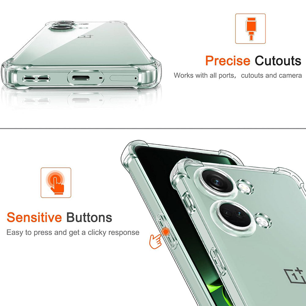 Funda para OnePlus Nord 3, Techsuit, Antigolpes Transparente, Transparente