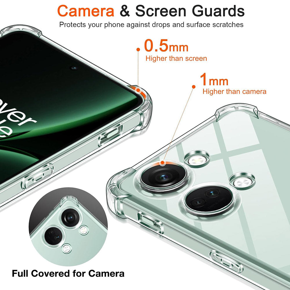 Funda para OnePlus Nord 3, Techsuit, Antigolpes Transparente, Transparente