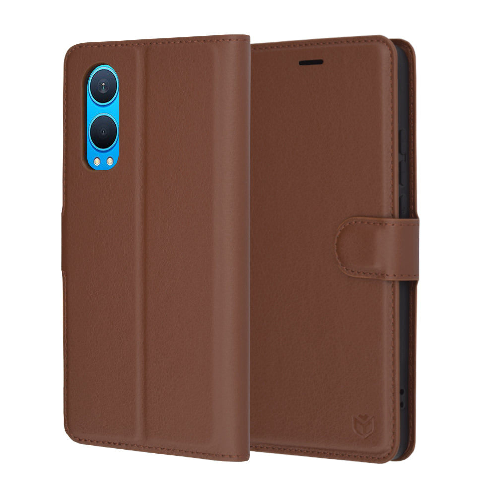Funda para OnePlus Nord CE4 Lite, Techsuit, Leather Folio, Marrón