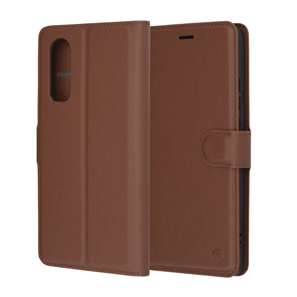 Funda para OnePlus Nord CE4 Lite, Techsuit, Leather Folio, Marrón