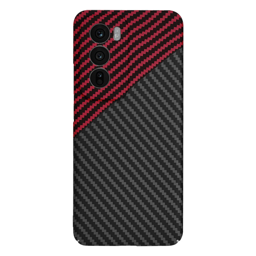 Funda para Oppo Reno12, Techsuit, Carbonite FiberShell, Negra Roja