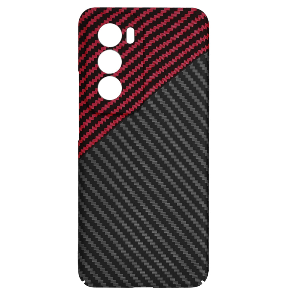 Funda para Oppo Reno12, Techsuit, Carbonite FiberShell, Negra Roja