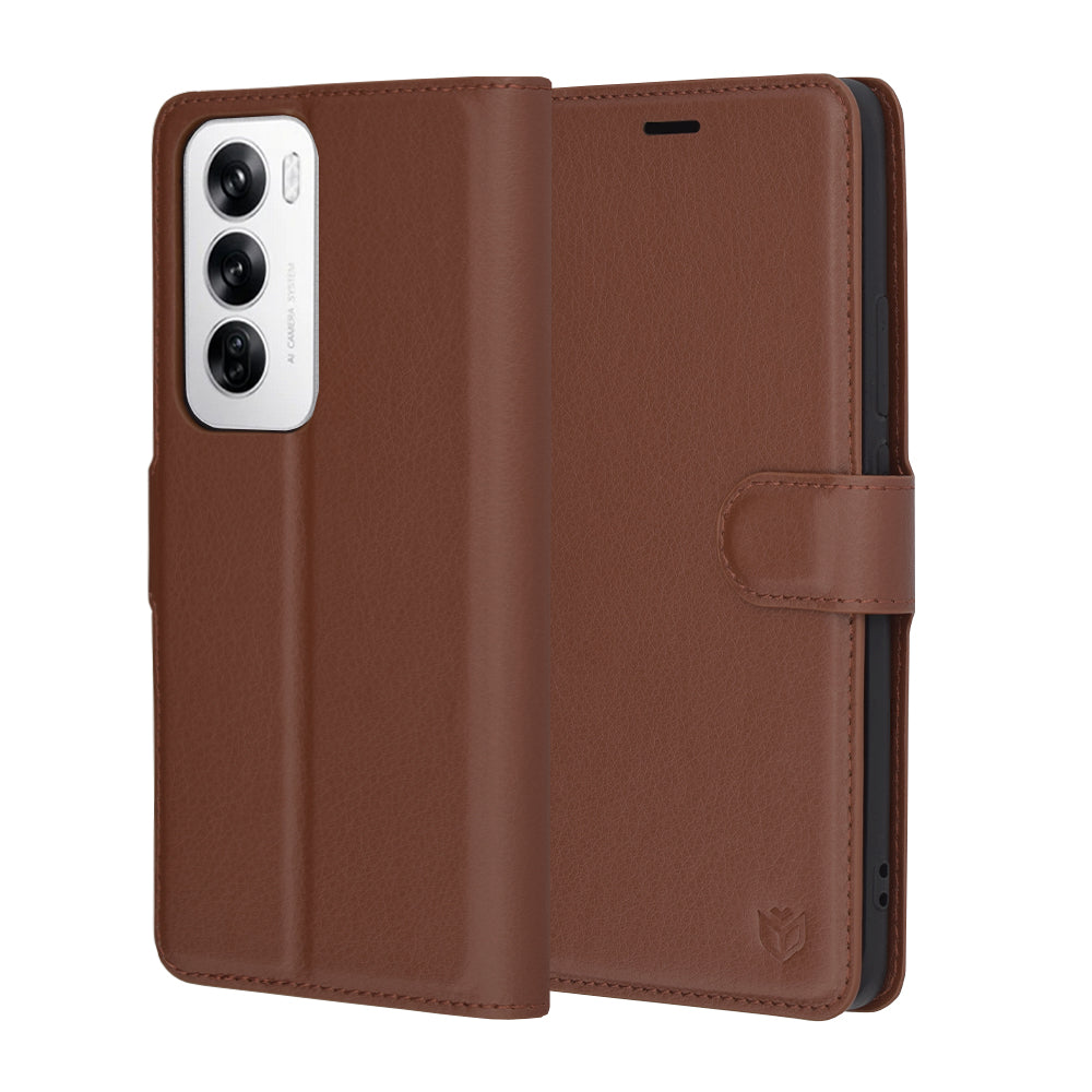 Funda para Oppo Reno12, Techsuit, Leather Folio, Marrón