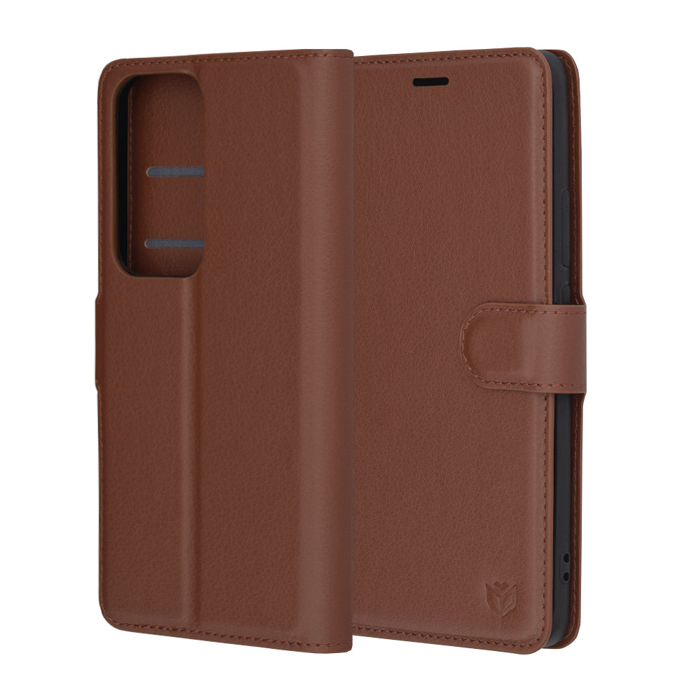 Funda para Oppo Reno12, Techsuit, Leather Folio, Marrón
