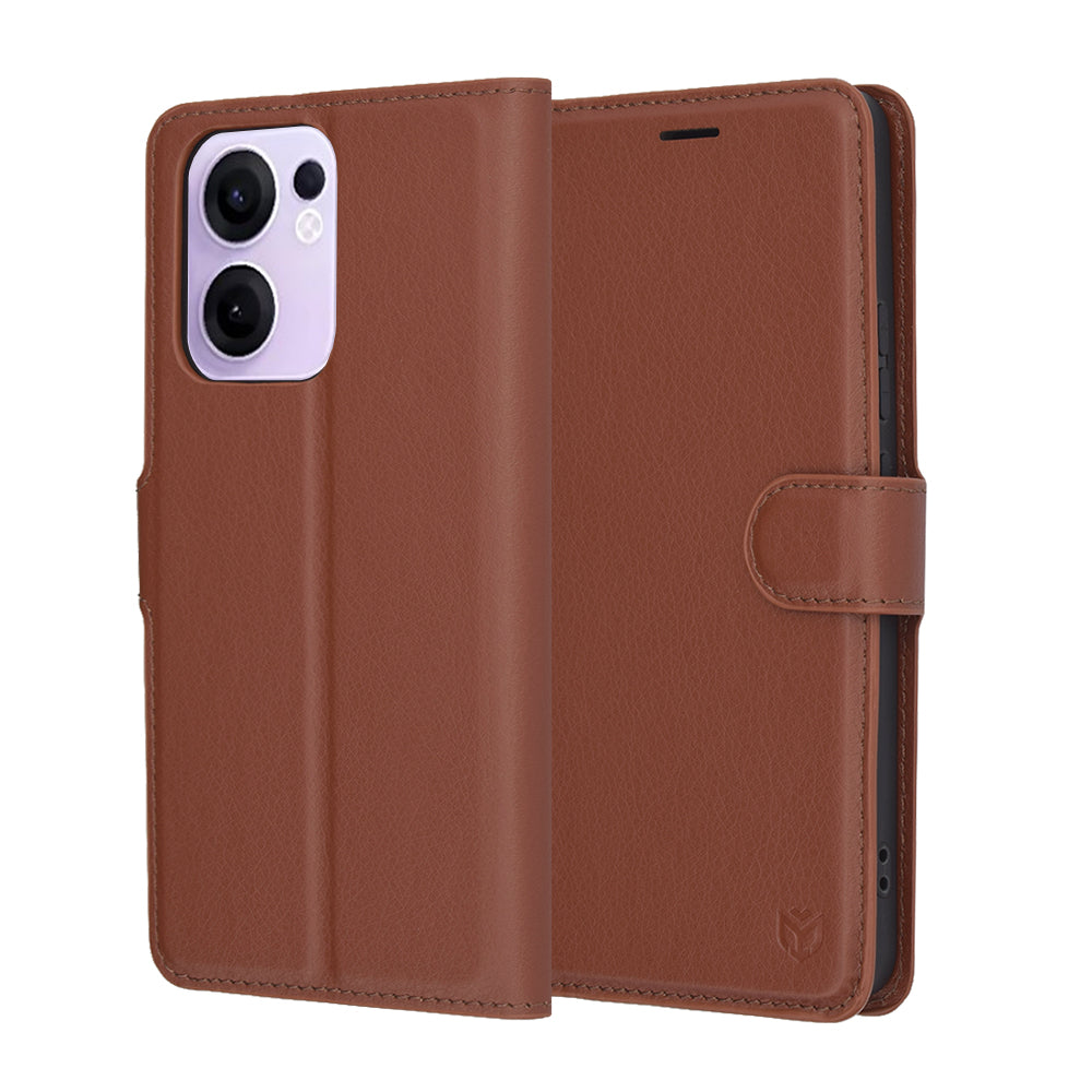 Funda para Oppo Reno13 FS 5G / Reno13 F 4G / Reno13 F, Techsuit, Folio de cuero, Marrón