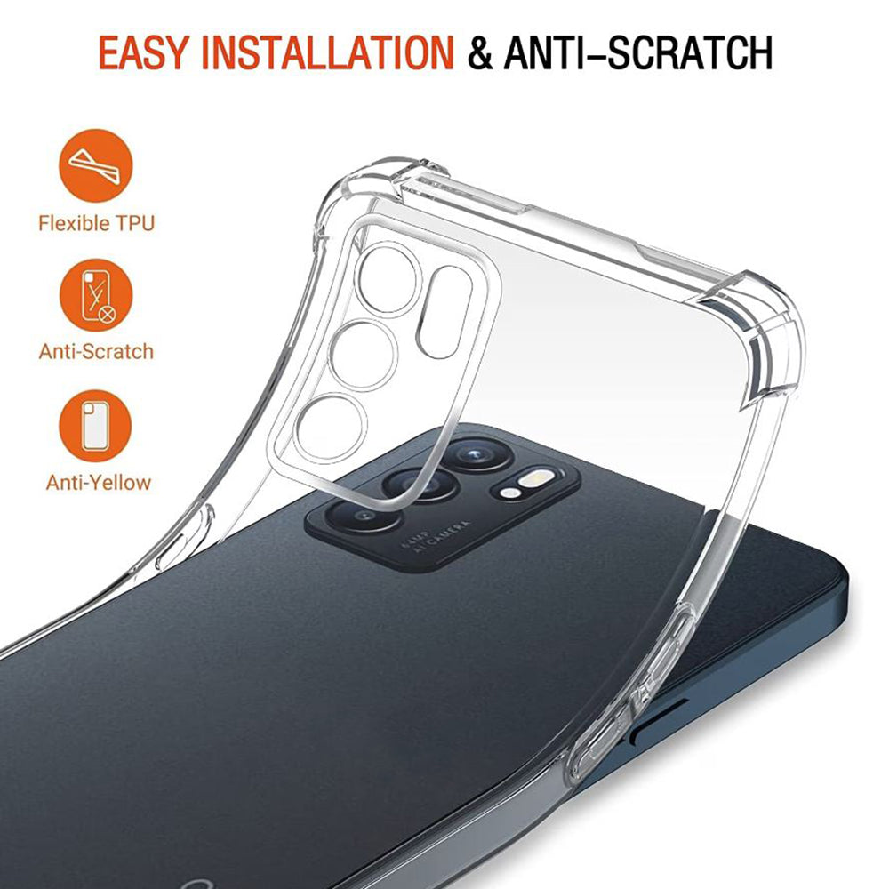 Funda para Oppo Reno6 5G, Techsuit, Antigolpes Transparente, Transparente