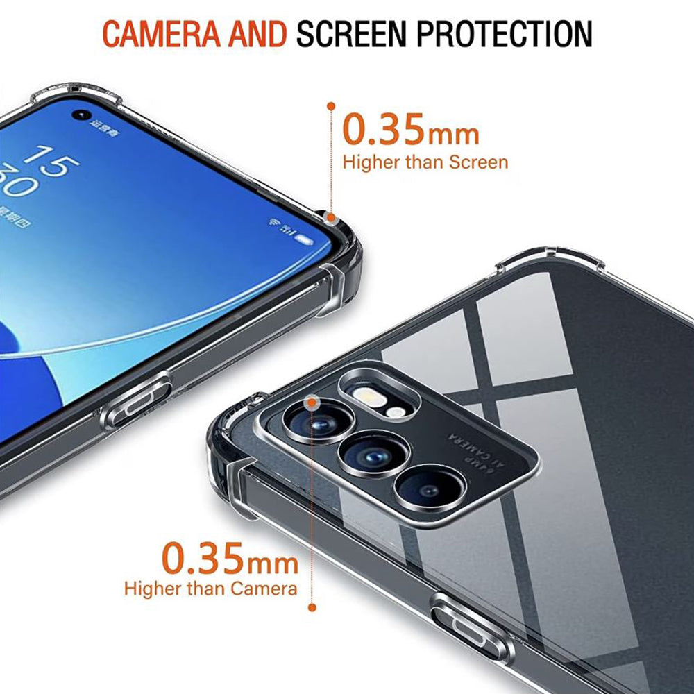 Funda para Oppo Reno6 5G, Techsuit, Antigolpes Transparente, Transparente