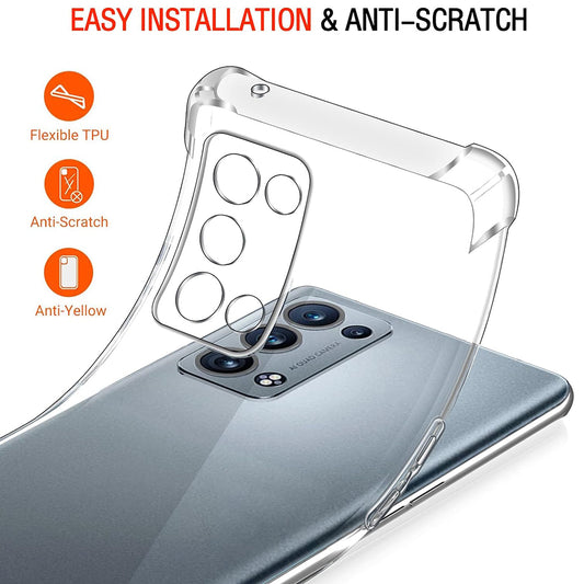 Funda para Oppo Reno6 Pro 5G (Snapdragon), Techsuit, Transparente a prueba de golpes, Transparente