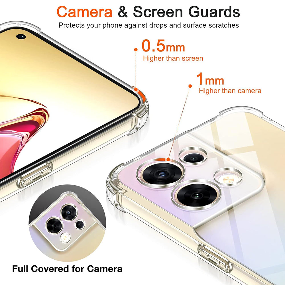 Funda para Oppo Reno8, Techsuit, Antigolpes Transparente, Transparente