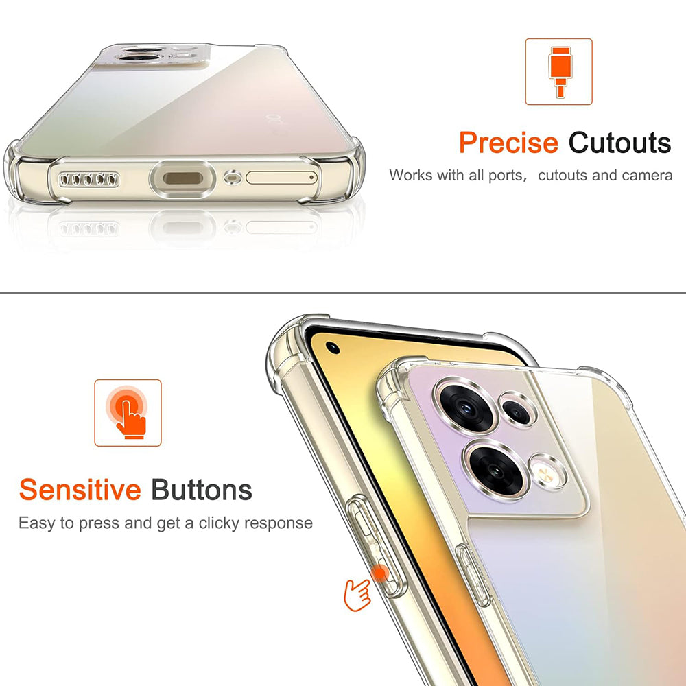 Funda para Oppo Reno8, Techsuit, Antigolpes Transparente, Transparente