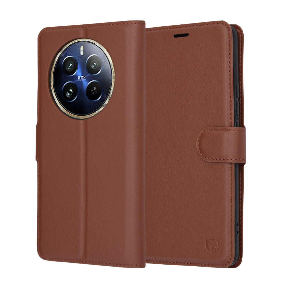 Funda para Realme 12 Pro / 12 Pro+, Techsuit, Leather Folio, Marrón