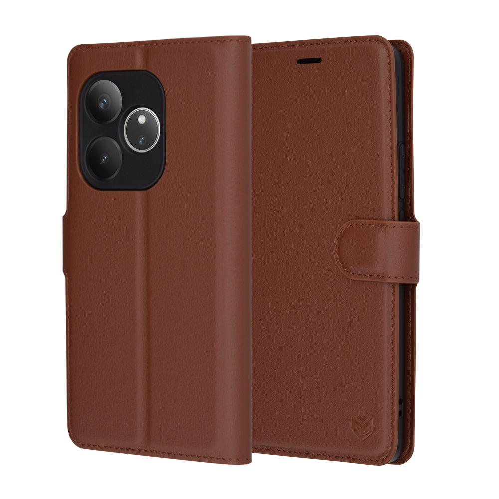 Funda para Realme GT 6T / GT 6, Techsuit, Leather Folio, Marrón