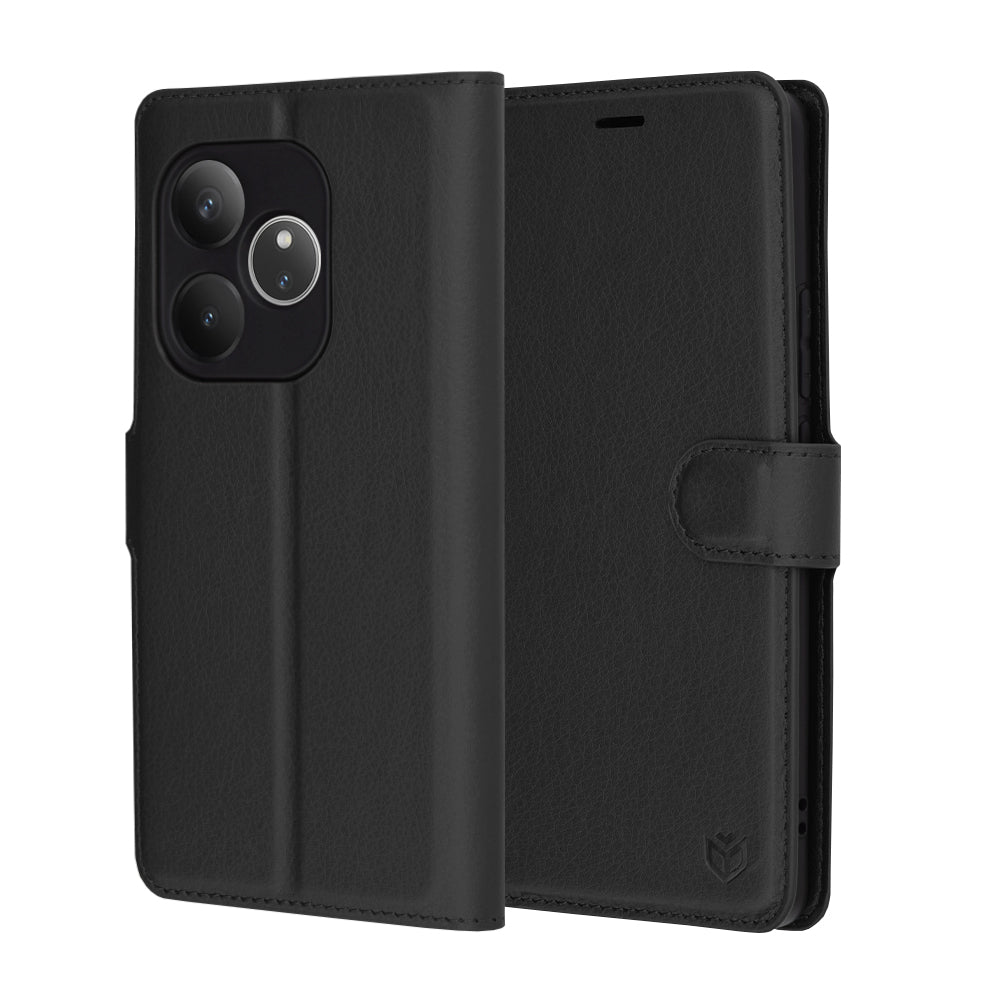 Funda para Realme GT 6T / GT 6, Techsuit, Folio de cuero, Negra