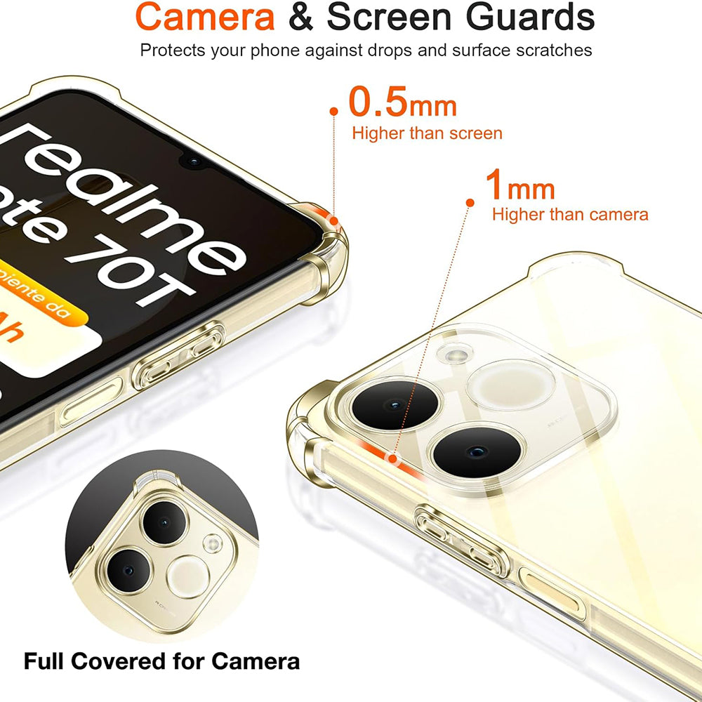 Funda para Realme Note 70T, Techsuit, Shockproof Clear, Transparente