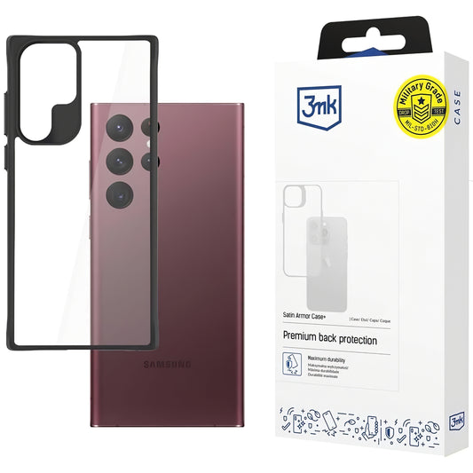 Funda para Samsung Galaxy S22 Ultra 5G S908, 3MK, Satin Armor Case+, Transparente