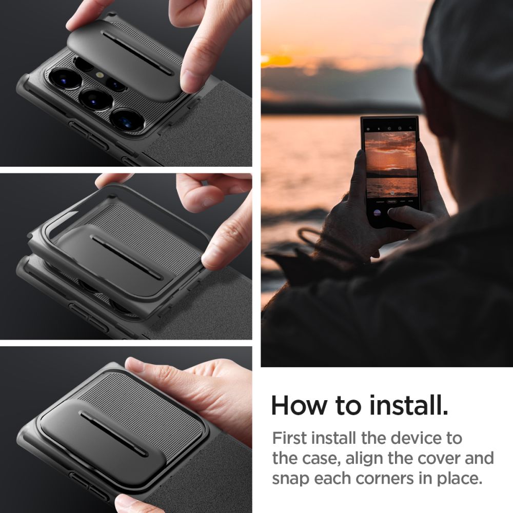 Funda para Samsung Galaxy S24 Ultra S928, Spigen, OPTIK ARMOR, Negra ACS07313