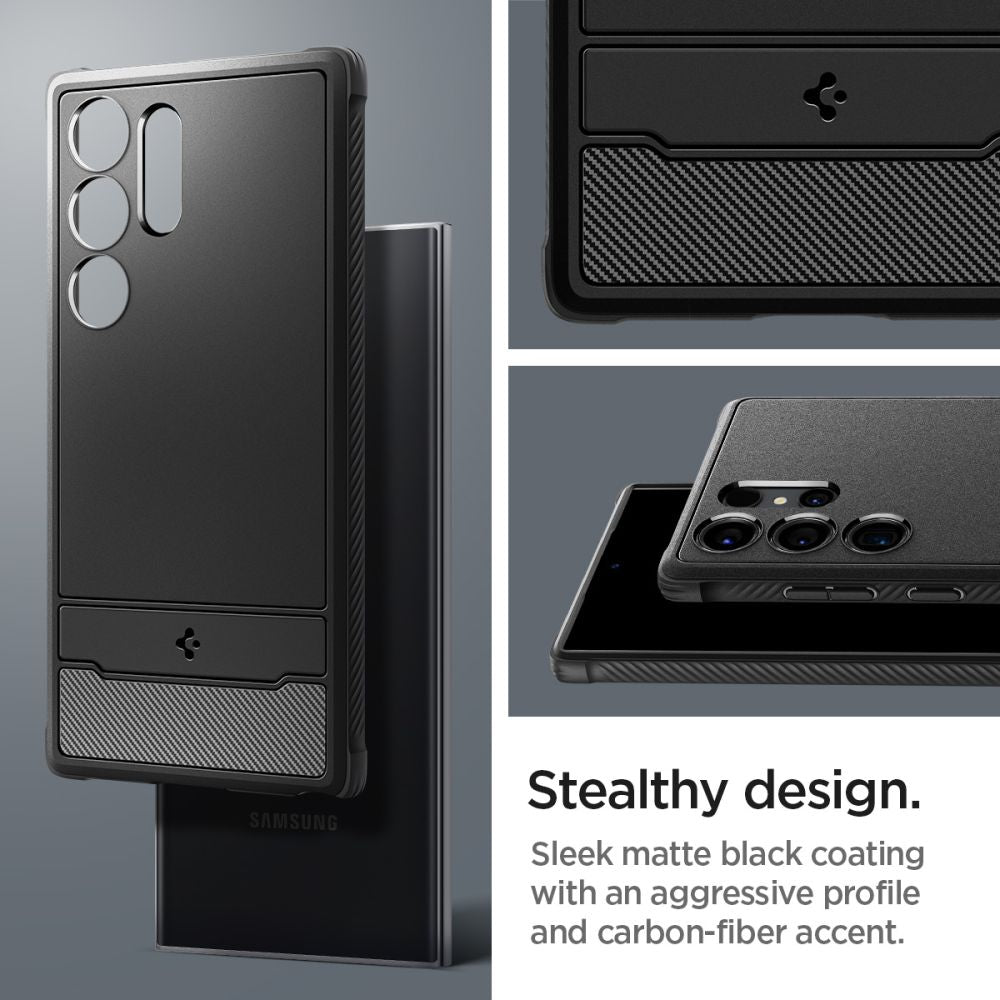 Funda para Samsung Galaxy S24 Ultra S928, Spigen, Rugged Armour, Negro ACS07286