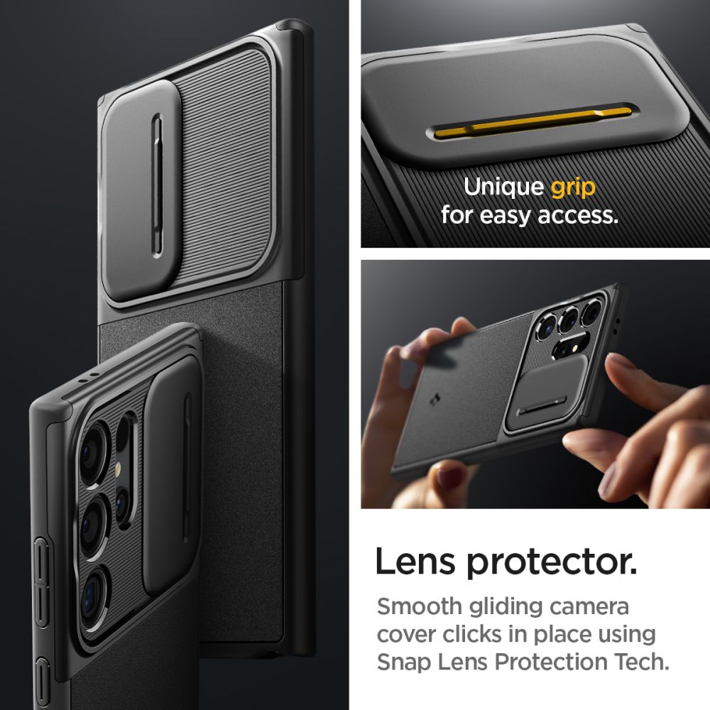 Funda para Samsung Galaxy S24 Ultra S928, Spigen, OPTIK ARMOR, Negra ACS07313
