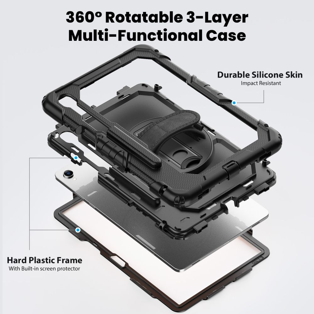 Funda para Samsung Galaxy Tab S11, Tech-Protect, Solid360, Negra