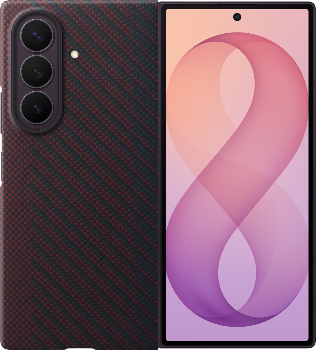 Funda para Samsung Galaxy Z Fold8 Ultra F976, Carbon Magnet Case, Roja EF-KF976SREGWW