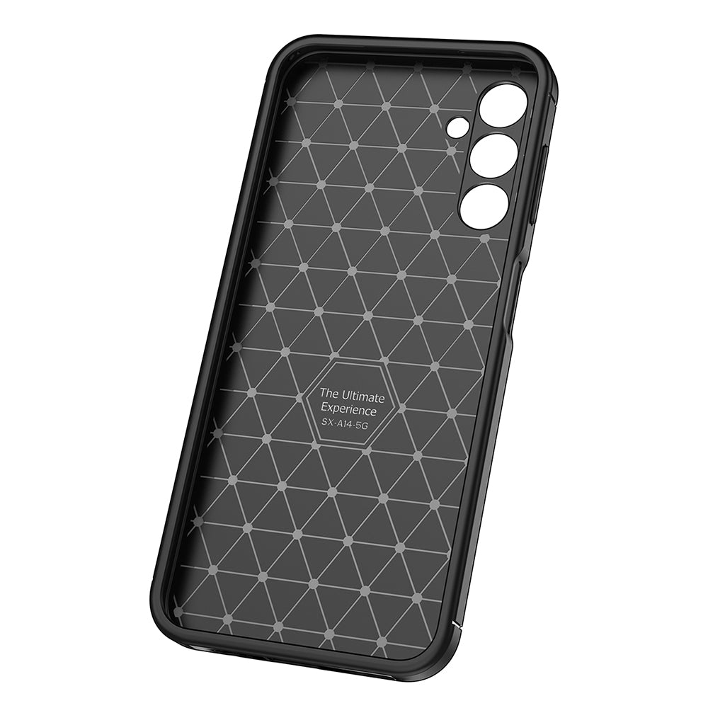 Funda para Samsung Galaxy A14 A145 / A14 5G A146, Techsuit, Fibra de Carbon, Negra