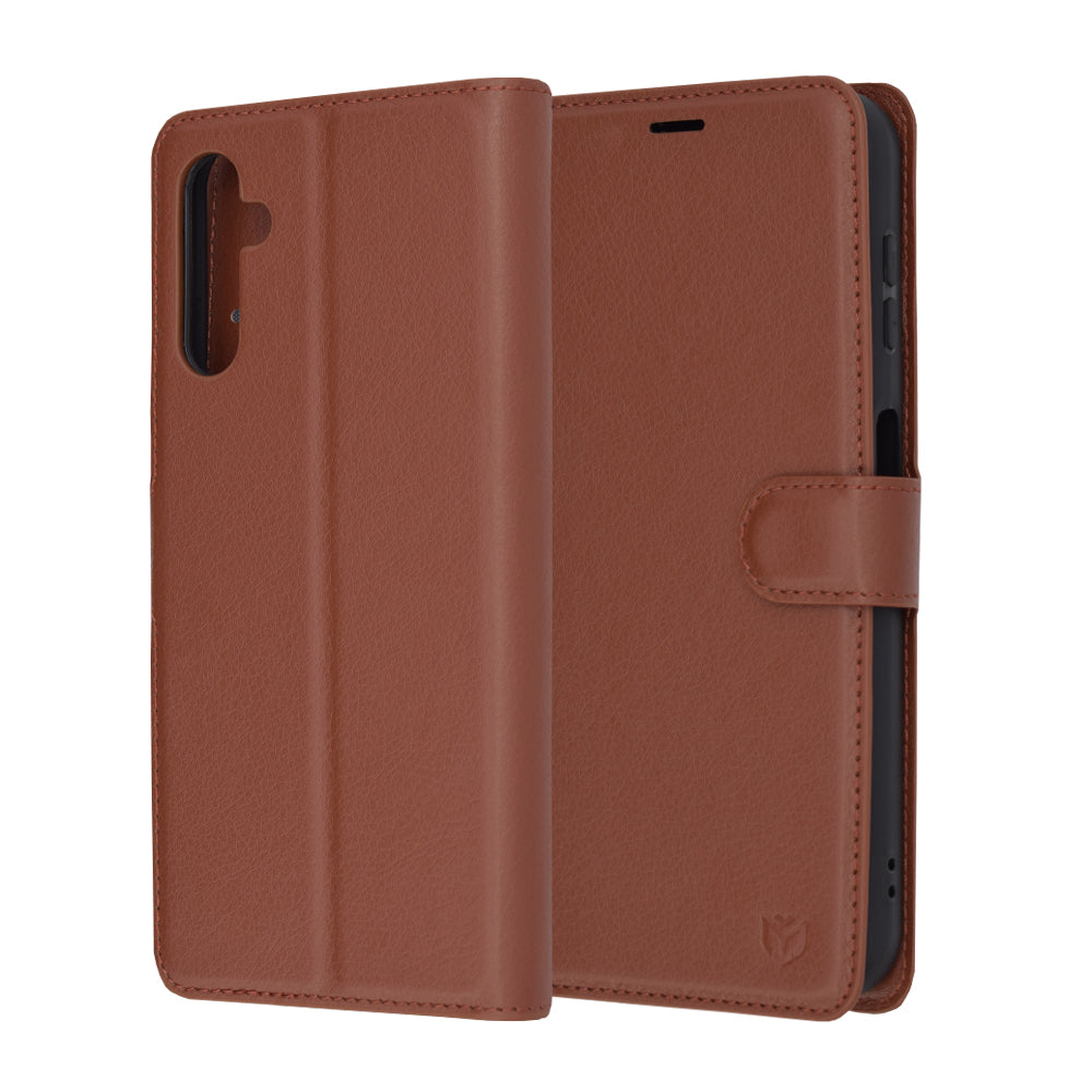 Funda para Samsung Galaxy A14 A145 / A14 5G A146, Techsuit, Folio de cuero, Marrón