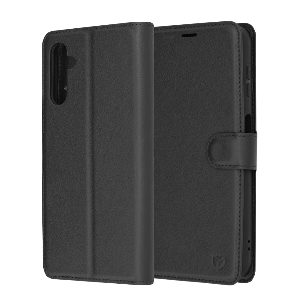 Funda para Samsung Galaxy A14 A145 / A14 5G A146, Techsuit, Leather Folio, Negra