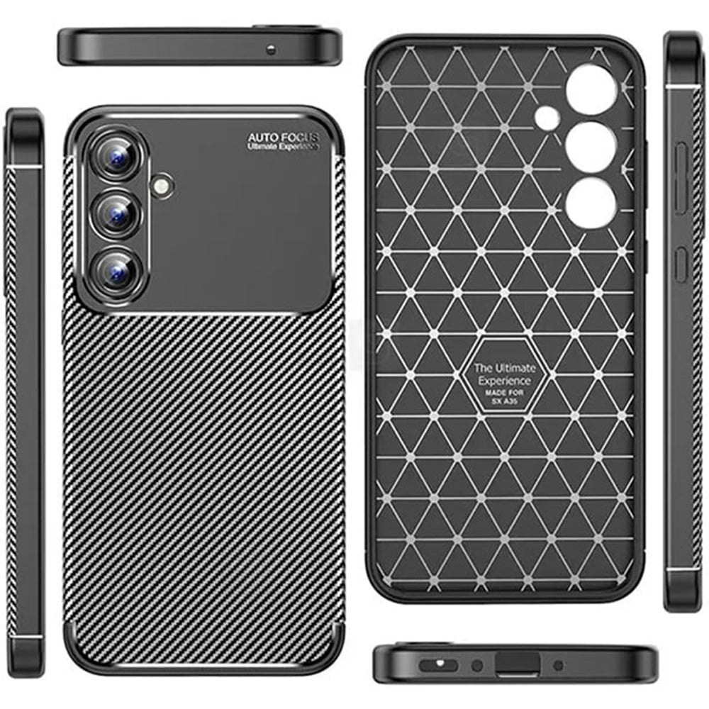 Funda para Samsung Galaxy A16 5G A166 / A16 4G A165, Techsuit, Fibra de Carbon, Negra