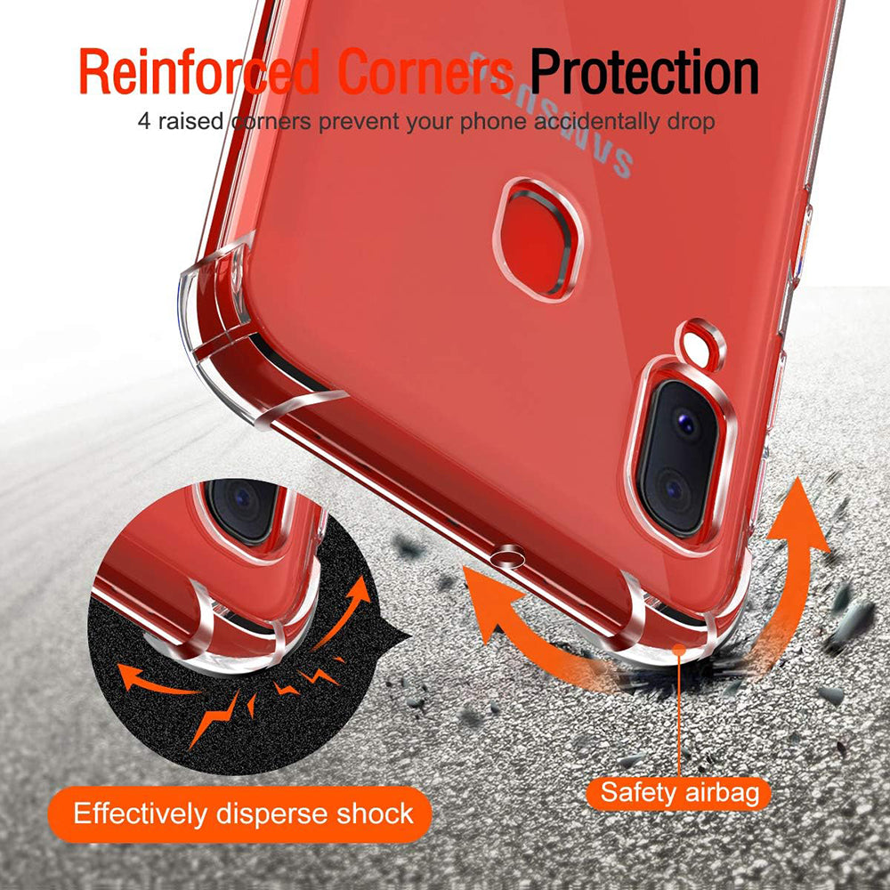 Funda para Samsung Galaxy A20e A202, Techsuit, Antigolpes Transparente, Transparente