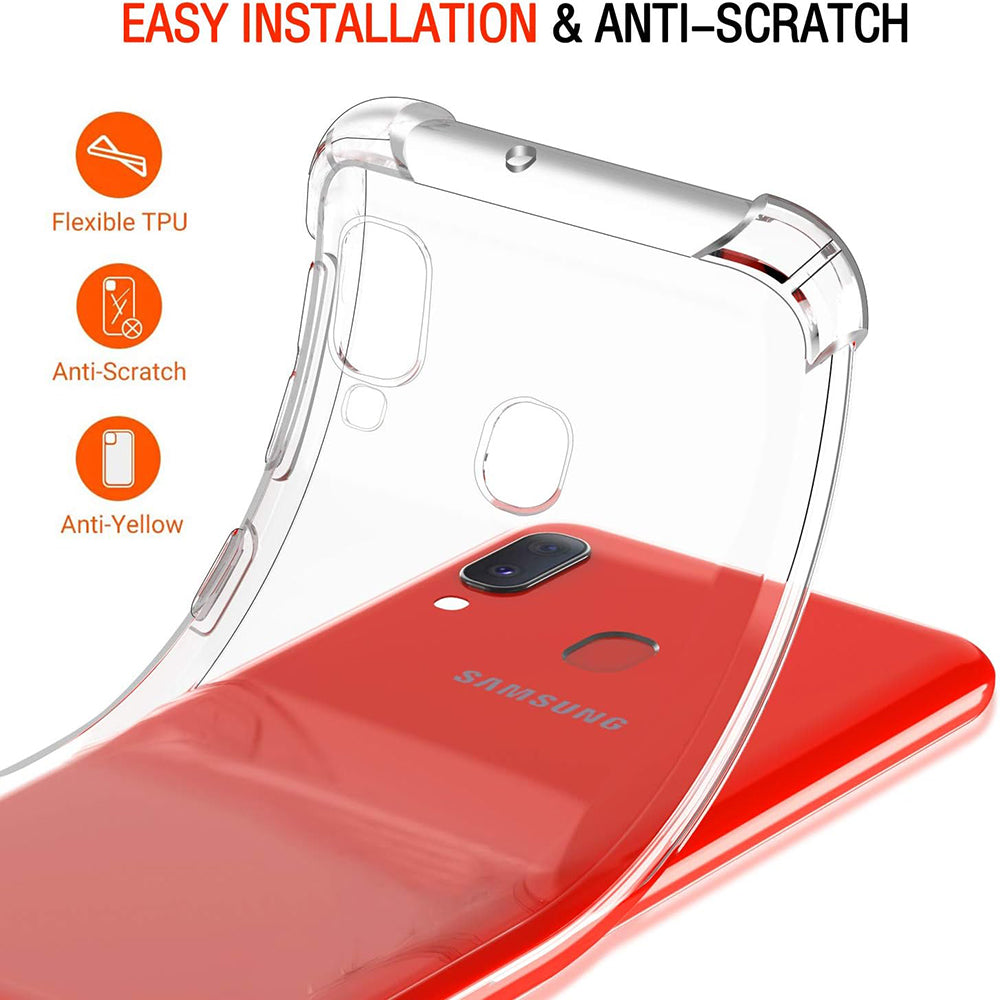 Funda para Samsung Galaxy A20e A202, Techsuit, Antigolpes Transparente, Transparente