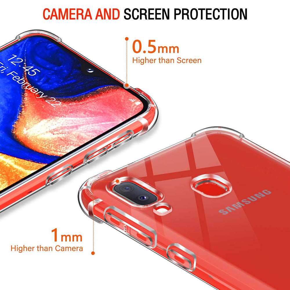 Funda para Samsung Galaxy A20e A202, Techsuit, Antigolpes Transparente, Transparente