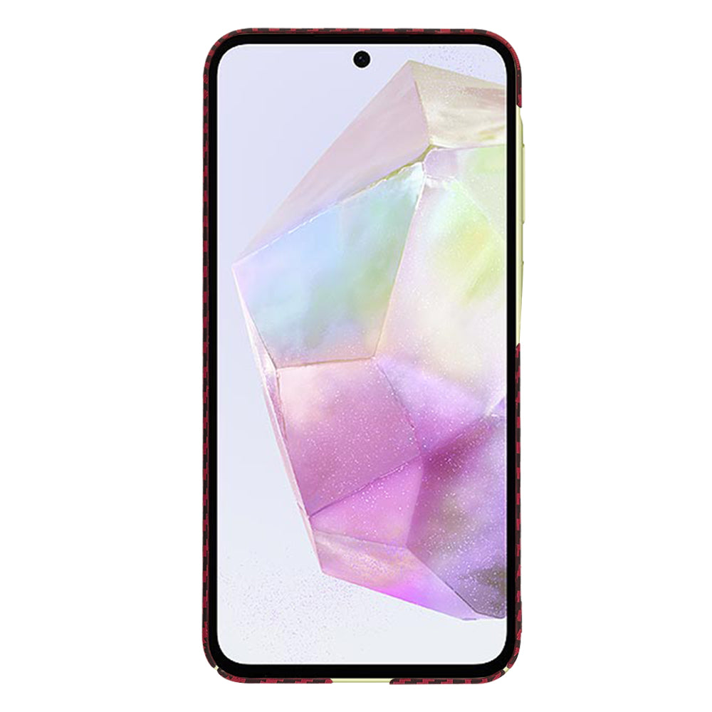 Funda para Samsung Galaxy A35 5G A356, Techsuit, Carbonite FiberShell, Roja