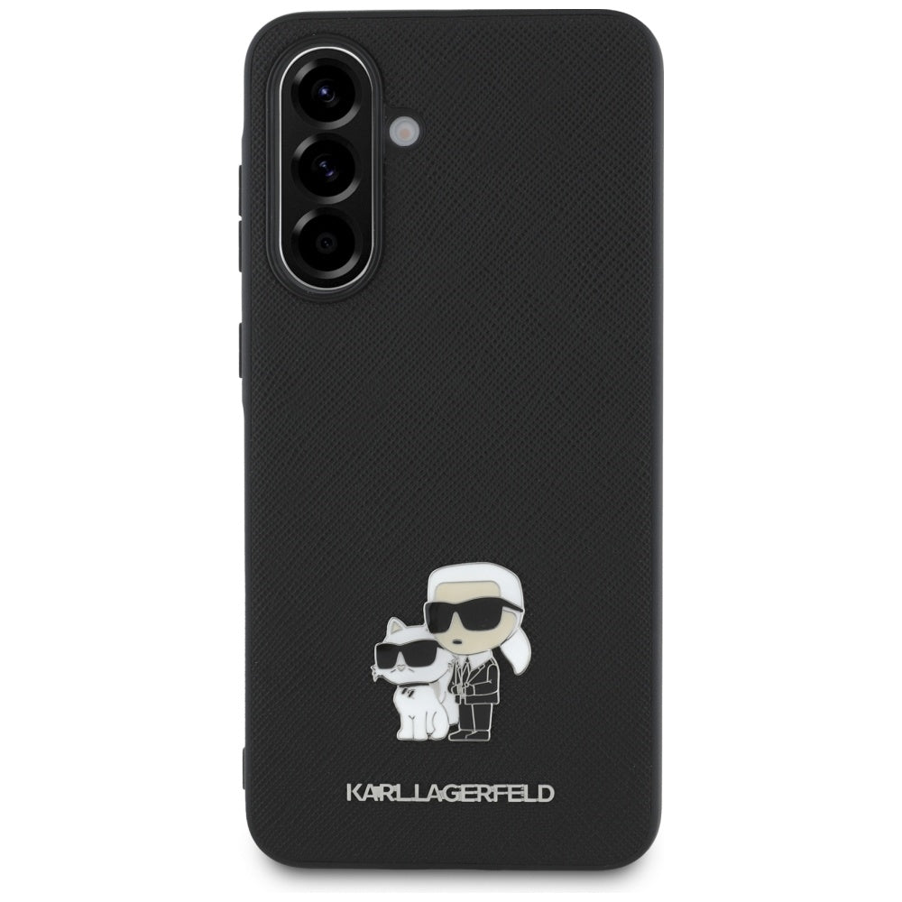 Funda para Samsung Galaxy A36 A366, Karl Lagerfeld, Saffiano Karl & Choupette Metal, Negra