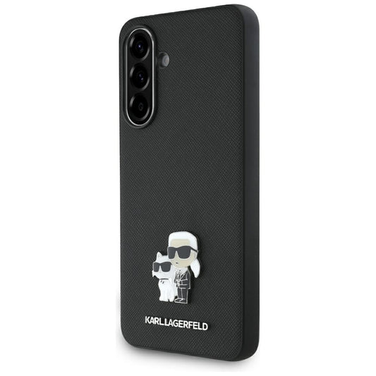 Funda para Samsung Galaxy A36 A366, Karl Lagerfeld, Saffiano Karl & Choupette Metal, Negra