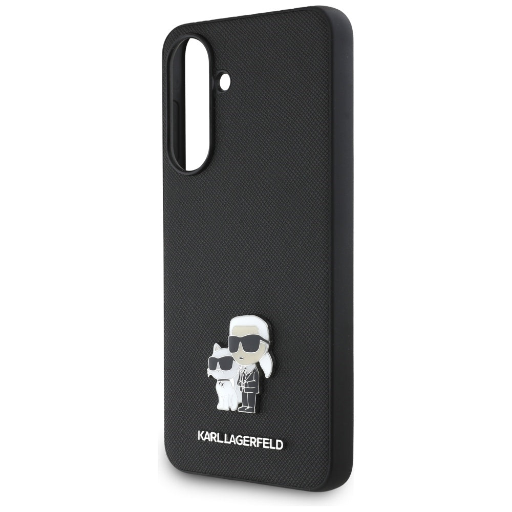 Funda para Samsung Galaxy A36 A366, Karl Lagerfeld, Saffiano Karl & Choupette Metal, Negra