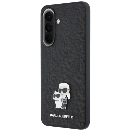 Funda para Samsung Galaxy A37 5G, Karl Lagerfeld, Saffiano Karl & Choupette Metal, Negra