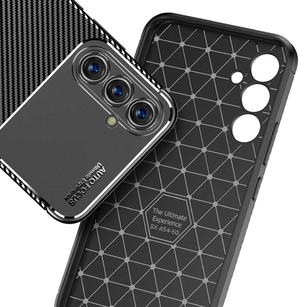 Funda para Samsung Galaxy A54 A546, Techsuit, Fibra de Carbon, Negra