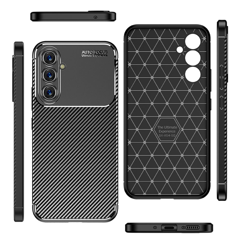 Funda para Samsung Galaxy A54 A546, Techsuit, Fibra de Carbon, Negra