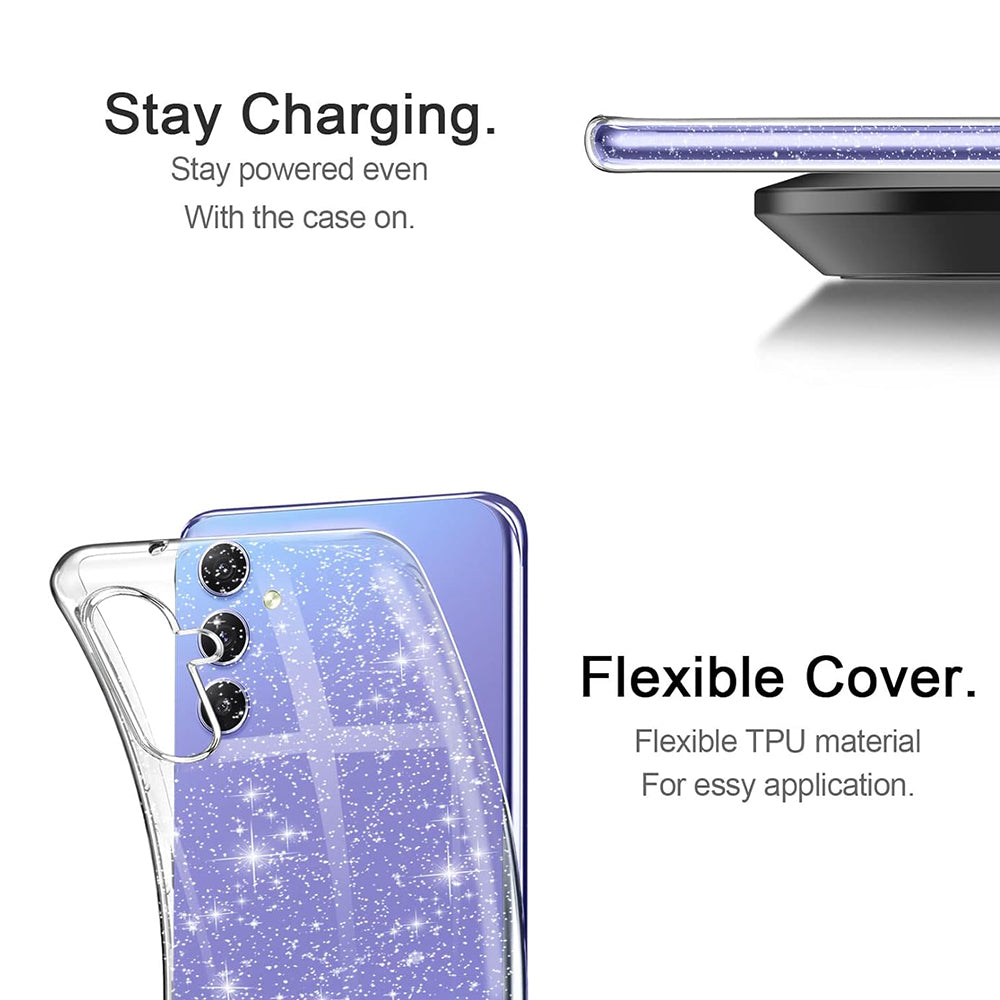 Funda para Samsung Galaxy A54 A546, Techsuit, SparkleSkin, Transparente