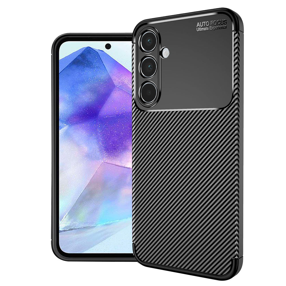 Funda para Samsung Galaxy A55 5G A556, Techsuit, Fibra de Carbon, Negra