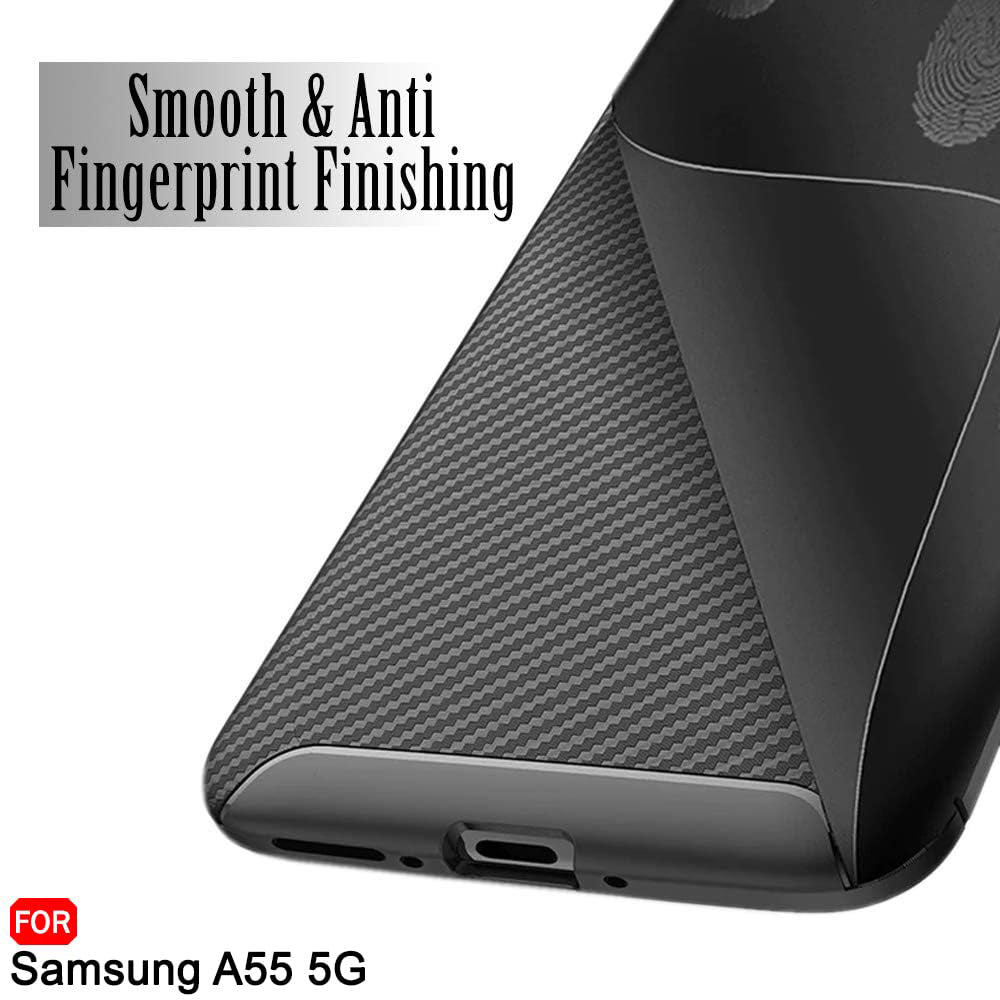 Funda para Samsung Galaxy A55 5G A556, Techsuit, Fibra de Carbon, Negra