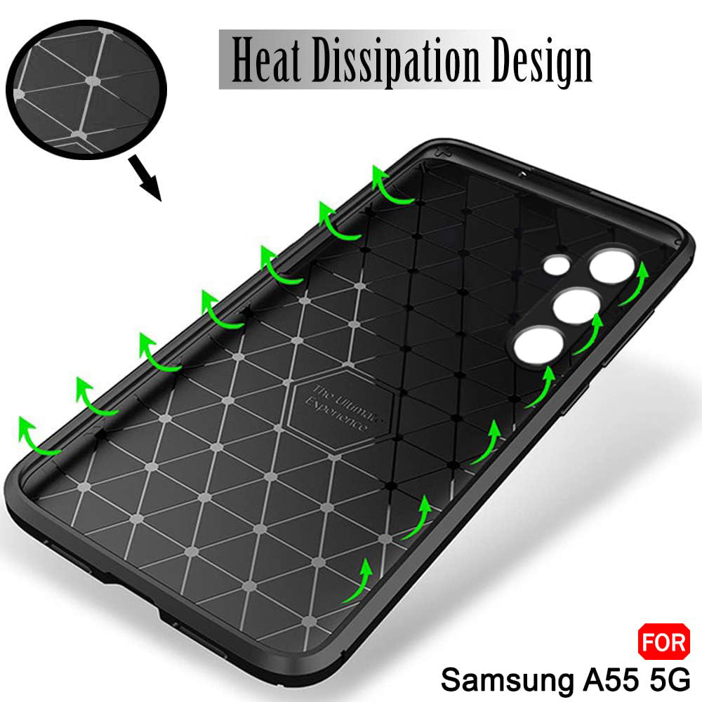 Funda para Samsung Galaxy A55 5G A556, Techsuit, Fibra de Carbon, Negra