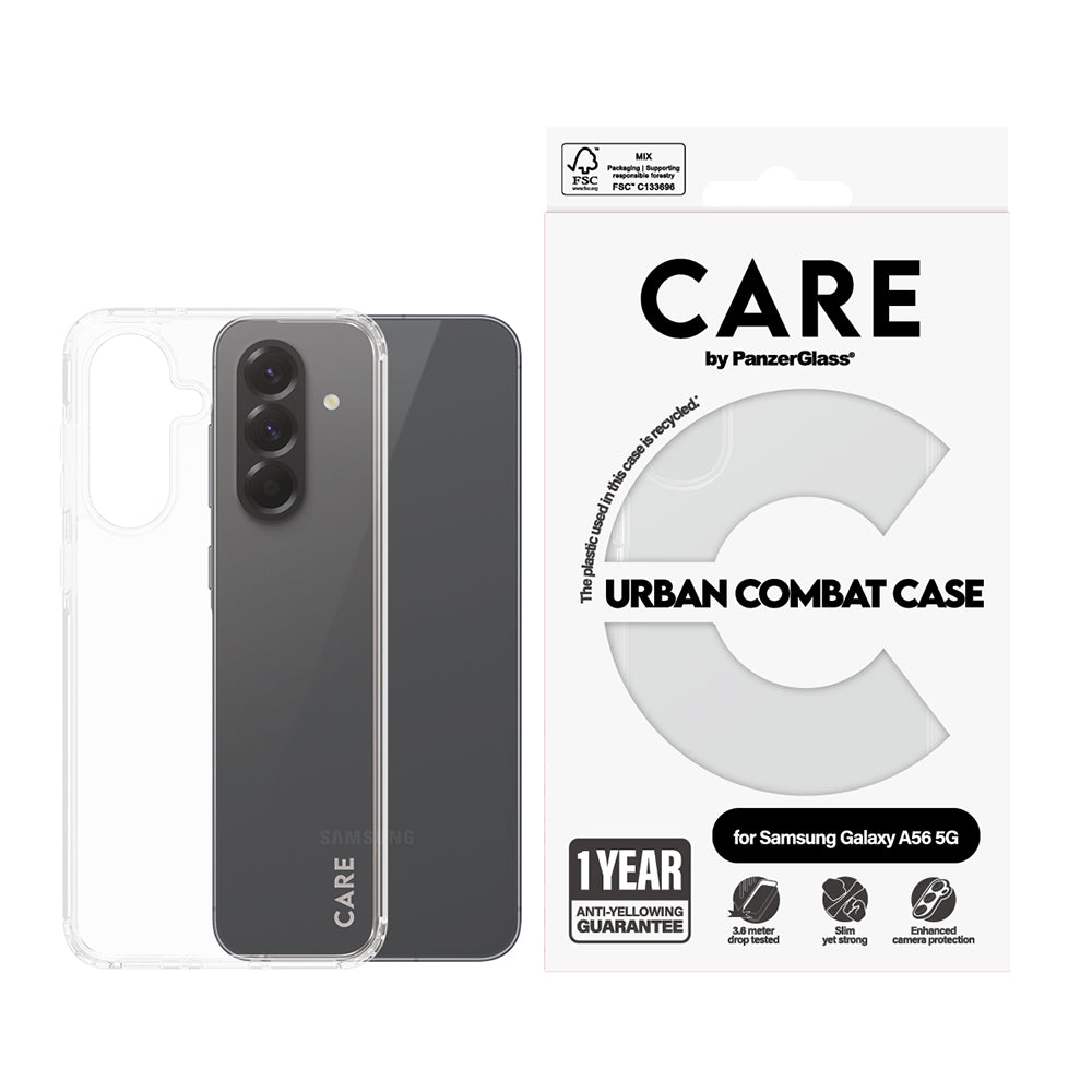 Funda para Samsung Galaxy A56 A566, PanzerGlass, Care Urban Combat, Transparente