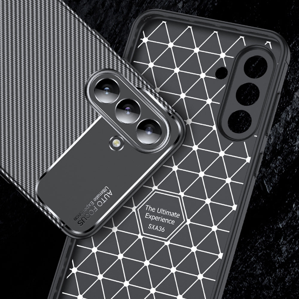 Funda para Samsung Galaxy A56 A566, Techsuit, Fibra de Carbon, Negra