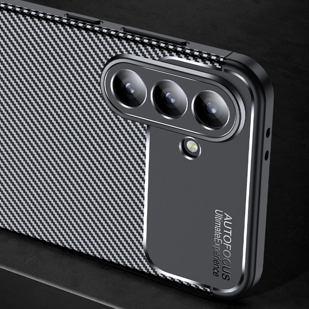Funda para Samsung Galaxy A56 A566, Techsuit, Fibra de Carbon, Negra