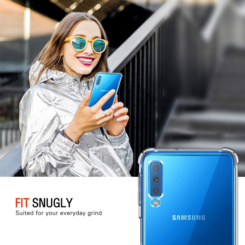 Funda para Samsung Galaxy A7 (2018) A750, Techsuit, Antigolpes Transparente, Transparente