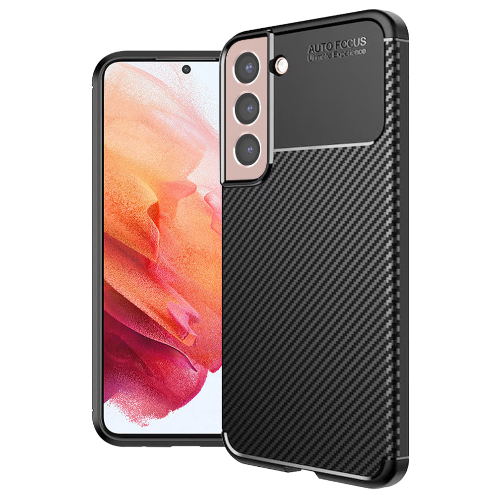 Funda para Samsung Galaxy S21 5G G991, Techsuit, Fibra de Carbon, Negra