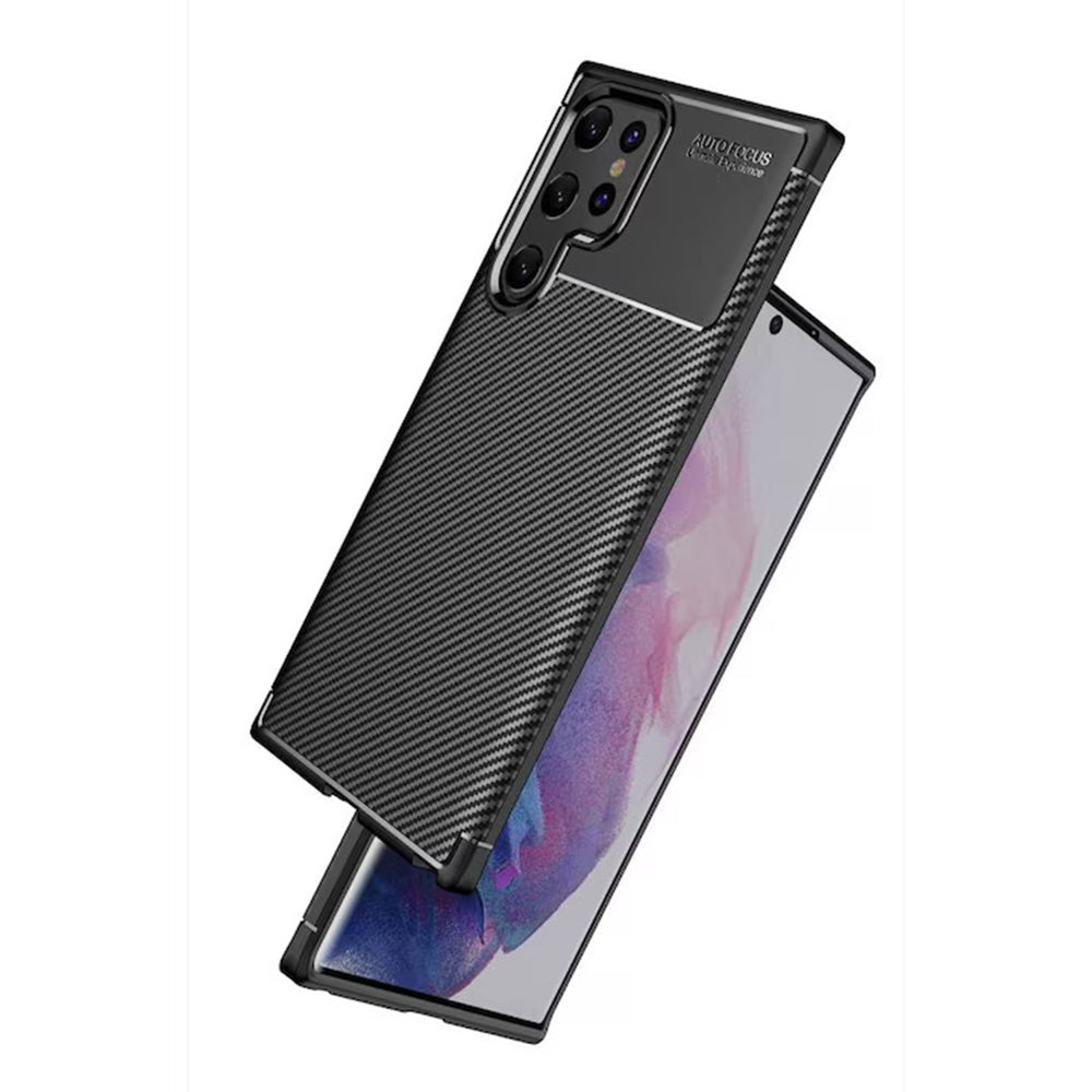 Funda para Samsung Galaxy S22 Ultra 5G S908, Techsuit, Fibra de Carbon, Negra